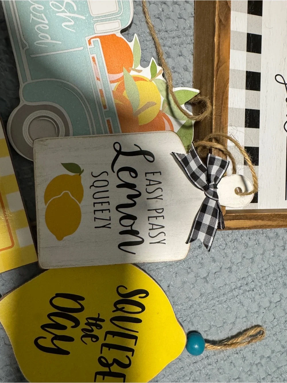 Wood Frame Lemon Squeeze Wall Sign - White and Yellow